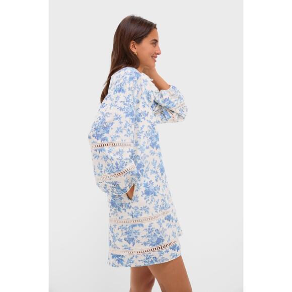 TUCKERNUCK Forget Me Not Floral Cotton Linen Mini Maryse Caftan Size L NWT - Picture 6 of 7